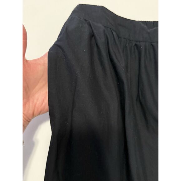 Talbots Embroidered Poplin Skirt Midi Maxi Fit Flare Full Black Pocket Cotton 8 - Picture 5 of 13